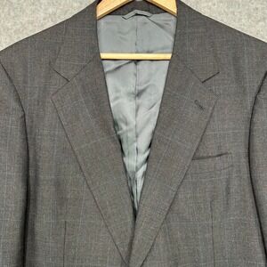 Gerald Austin Bond Street London NY Mens Charcoal Plaid Blazer Jacket Size 44L